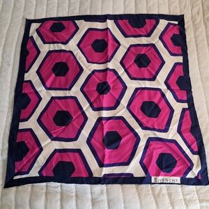 Givenchy Pink and Navy Geometric Silk Scarf